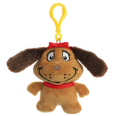 Max Keychain plush from Dr. Seuss by Aurora, with brown fur and a red collar, perfect for attaching to daily essentials